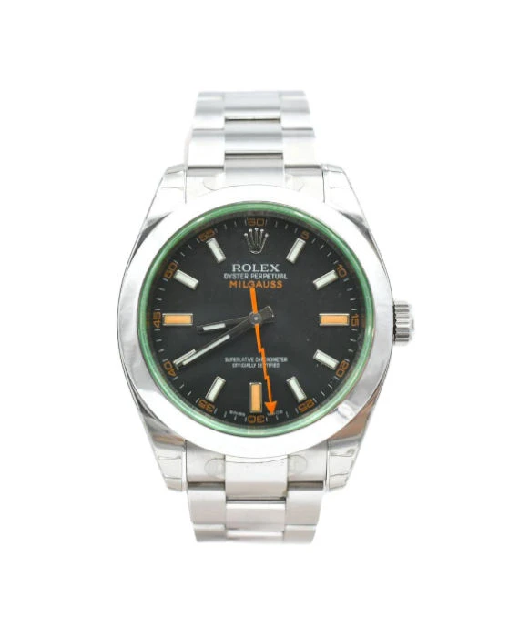 Rolex Black Stainless Steel Milgauss 116400GV Automatic Mens Wristwatch