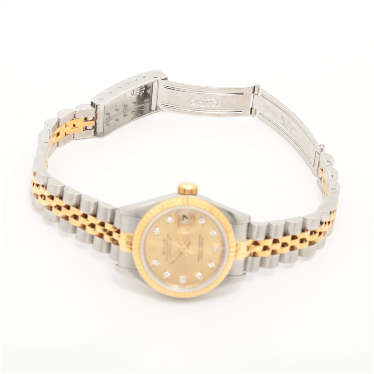 Rolex Champagne 18K Yellow Gold/Stainless Steel Diamond Datejust 69173 Womens Wristwatch 25 mm