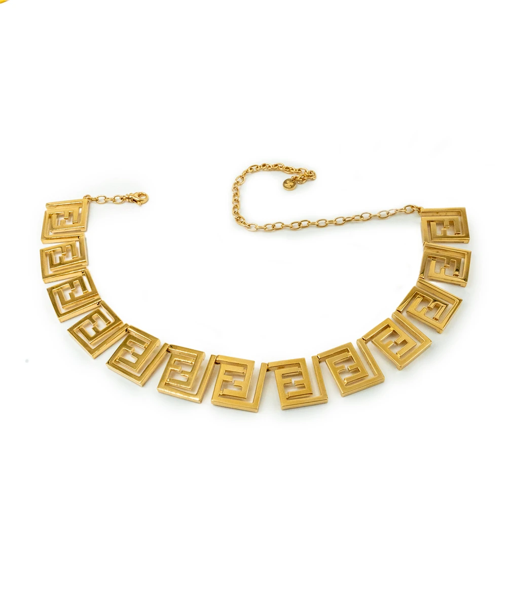 Fendi x Versace Fendace Gold Tone Choker Necklace