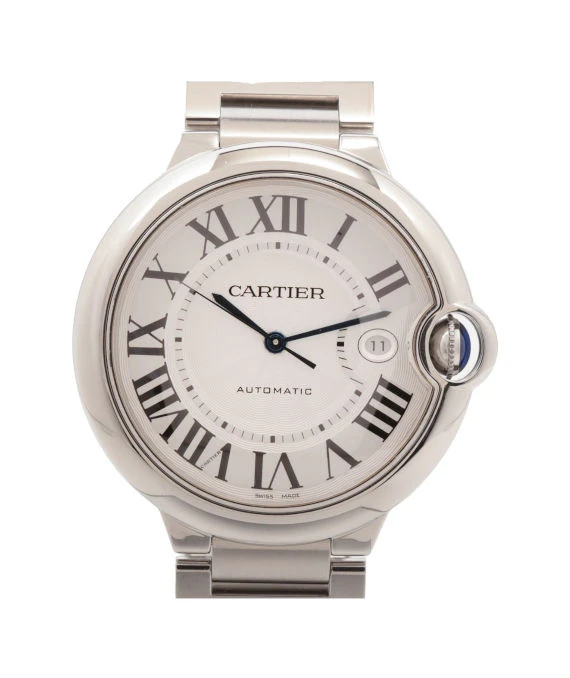 Cartier Silver Stainless Steel Ballon Bleu 3001 Mens Wristwatch 42 mm