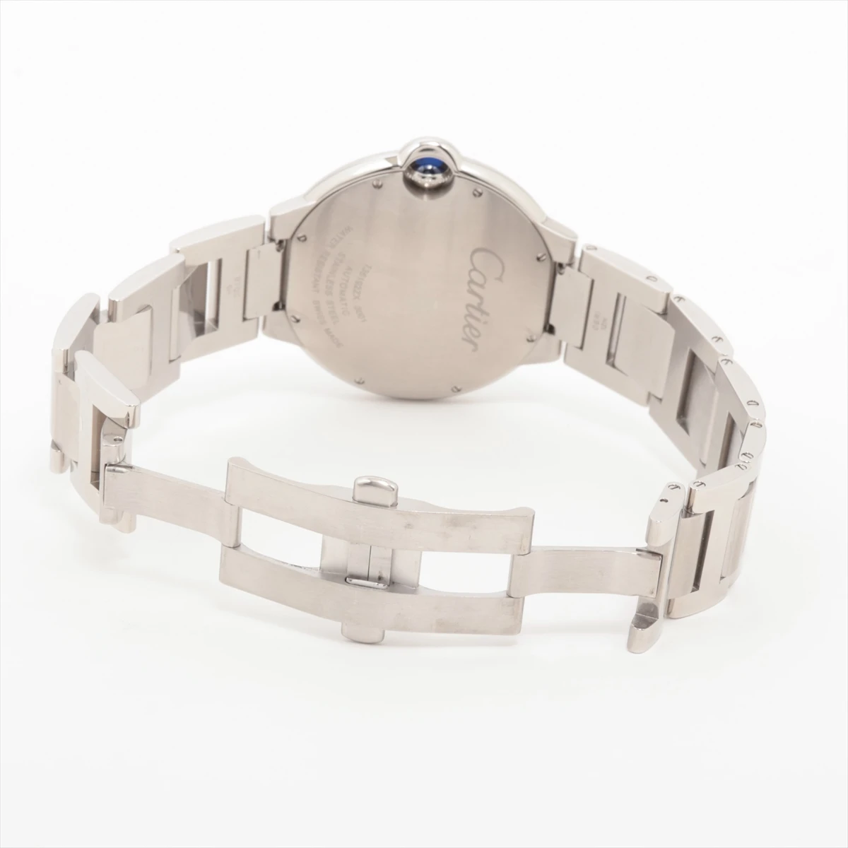Cartier Silver Stainless Steel Ballon Bleu 3001 Mens Wristwatch 42 mm
