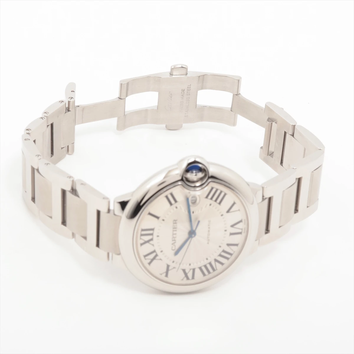 Cartier Silver Stainless Steel Ballon Bleu 3001 Mens Wristwatch 42 mm