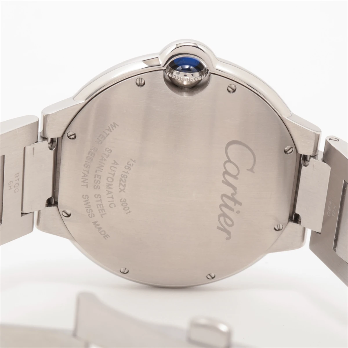 Cartier Silver Stainless Steel Ballon Bleu 3001 Mens Wristwatch 42 mm