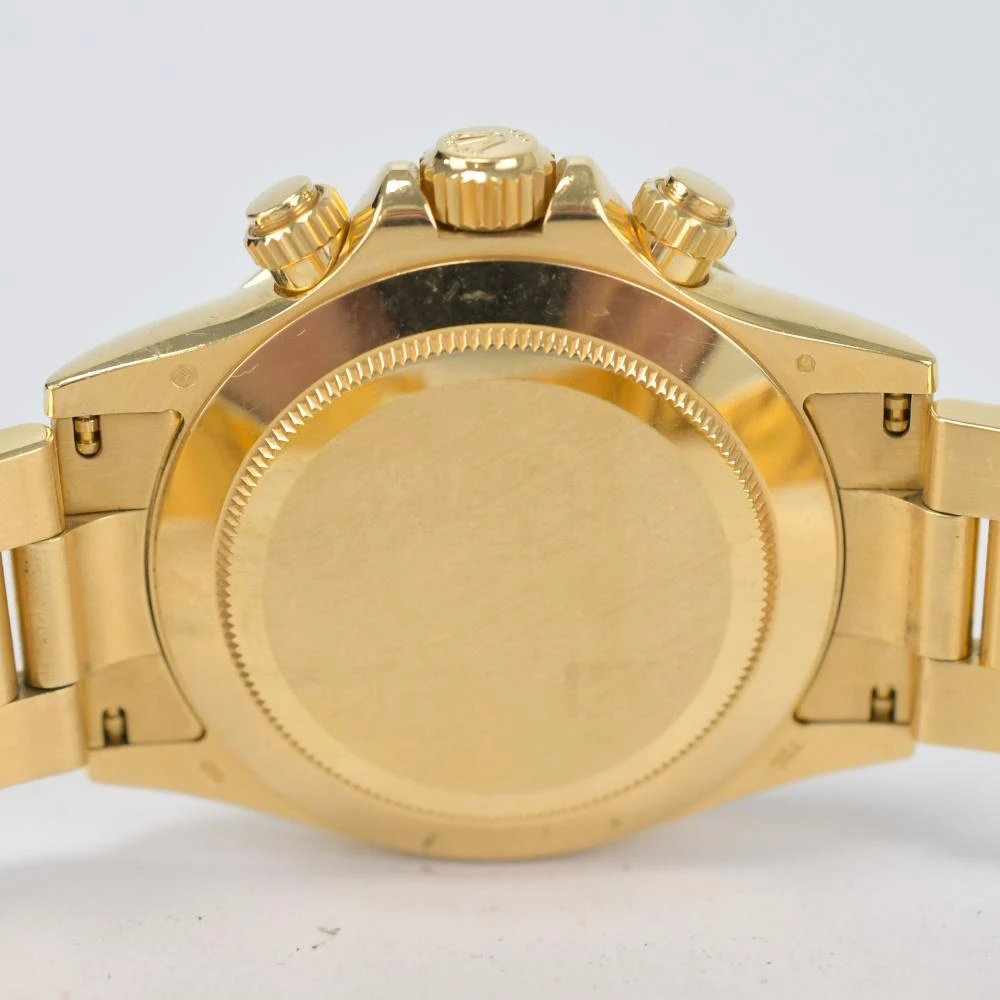Rolex Daytona 116528G 18k Yellow Gold Black Diamond Dial Automatic Mens Watch