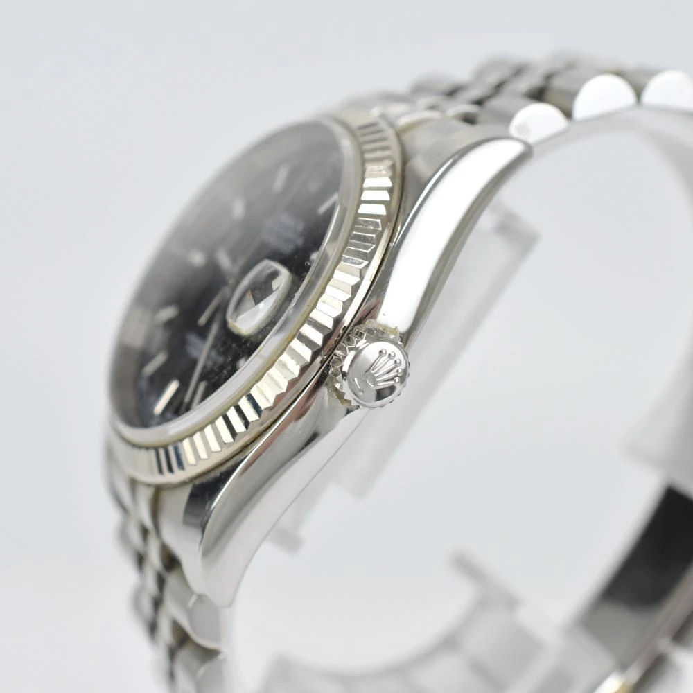 Rolex Black 18k White Gold  Stainless Steel Datejust 16234 Mens Wristwatch