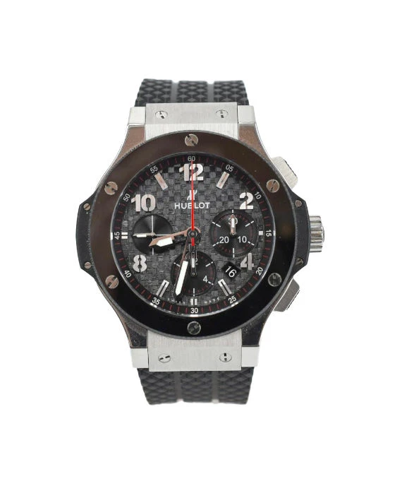 Hublot Black Stainless Steel Ceramic Big Bang Automatic Mens Wristwatch