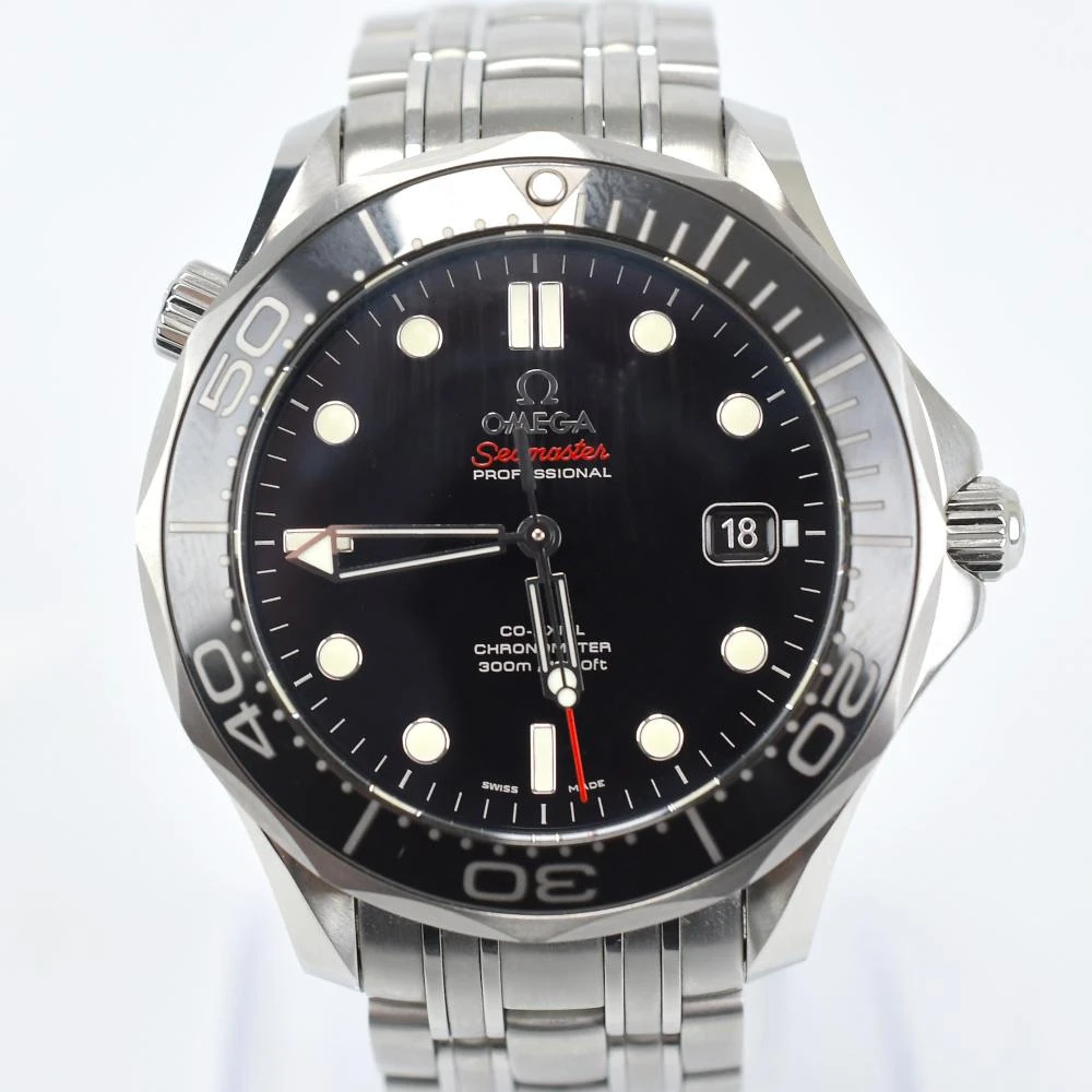 Omega Black Stainless Steel Seamaster Diver 300 212.30.41.20.01.003 Automatic Mens Wristwatch