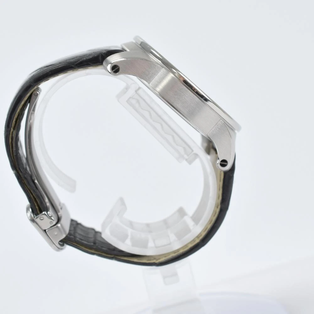 Cartier Black Stainless Steel  Leather Calibre de Cartier Automatic Mens Wristwatch