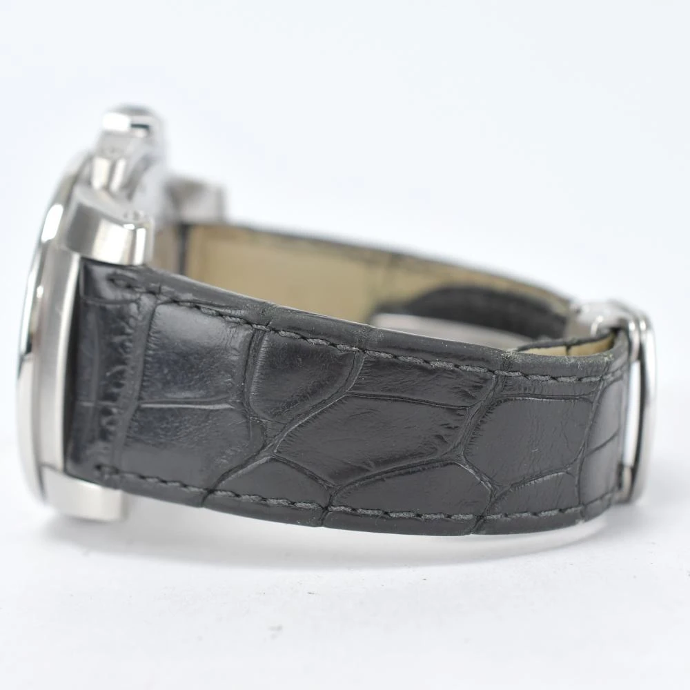 Cartier Black Stainless Steel  Leather Calibre de Cartier Automatic Mens Wristwatch
