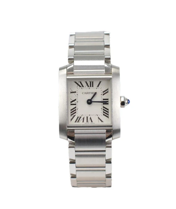 Cartier White Dial Tank Française Watch SM W51011Q3 Womens Watch 25MM
