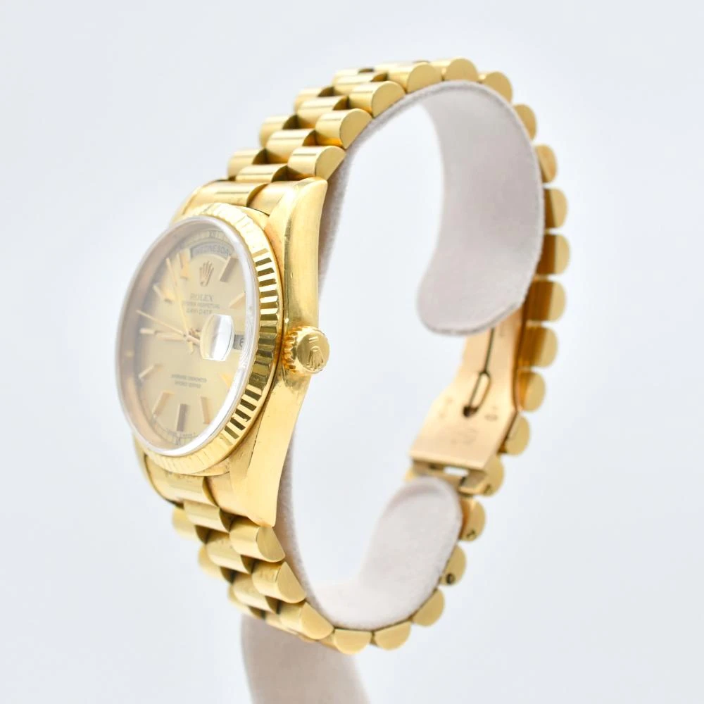 Rolex Champagne 18k Yellow Gold Day-Date 18038 Automatic Mens Wristwatch
