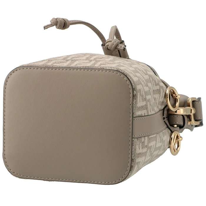 Fendi Beige Brown Small FF Logo Mini Mon Tresor Bucket Bag