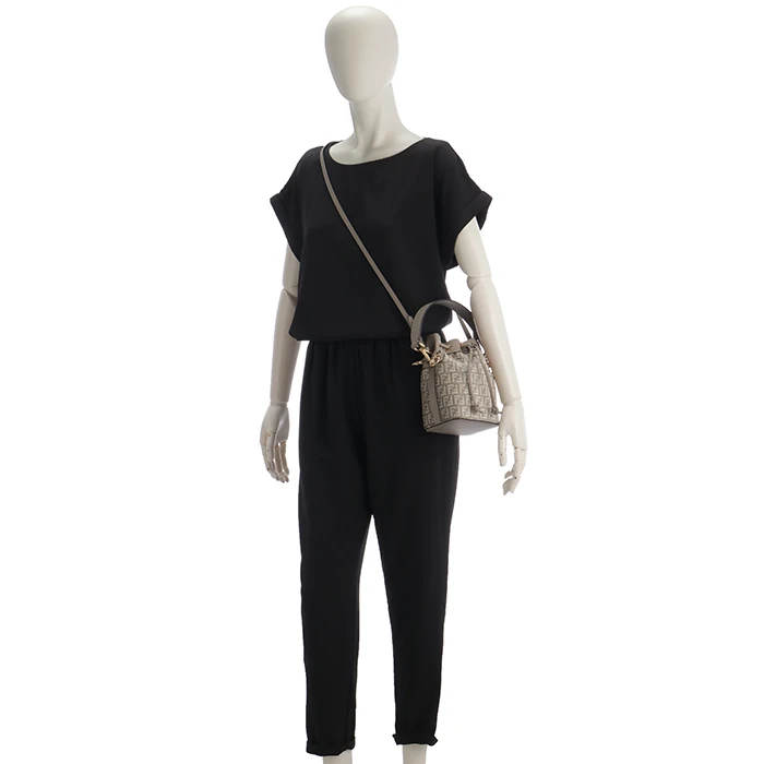 Fendi Beige Brown Small FF Logo Mini Mon Tresor Bucket Bag