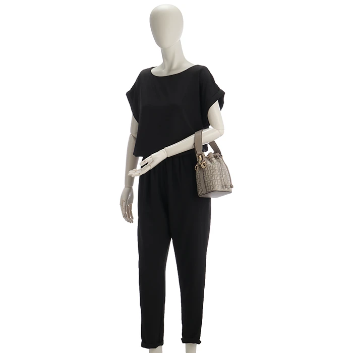 Fendi Beige Brown Small FF Logo Mini Mon Tresor Bucket Bag