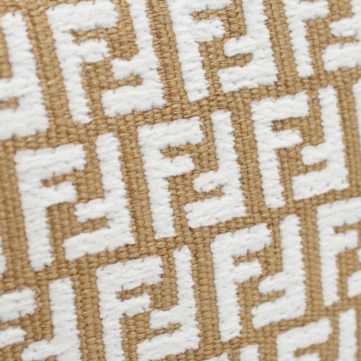 Fendi Brown White FF Mini Raffia  Leather Camera Bag