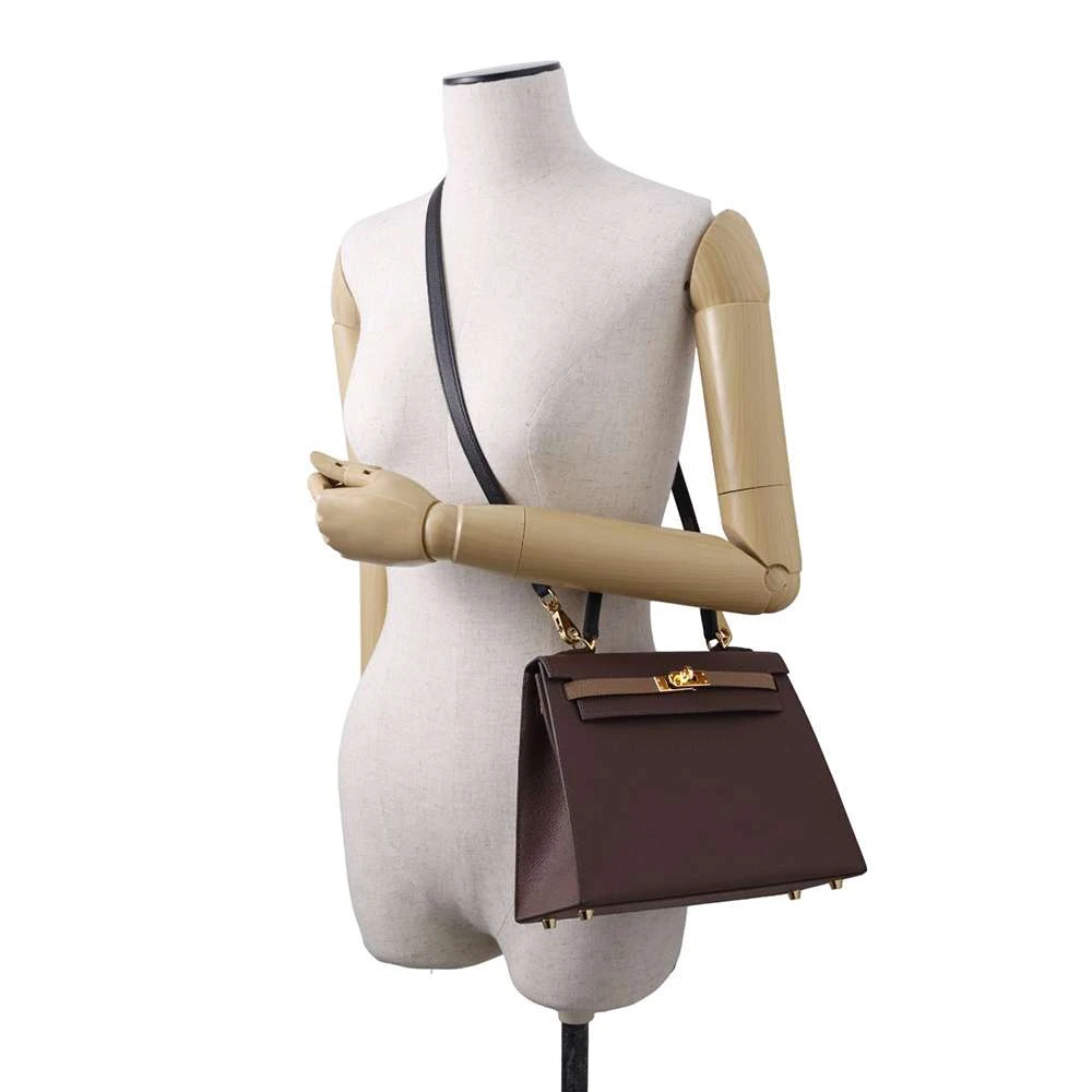 Hermes 2023 (Stamp B) Tricolor Ebene/Etoupe/ Black Kelly in Epsom Leather with Gold Hardware