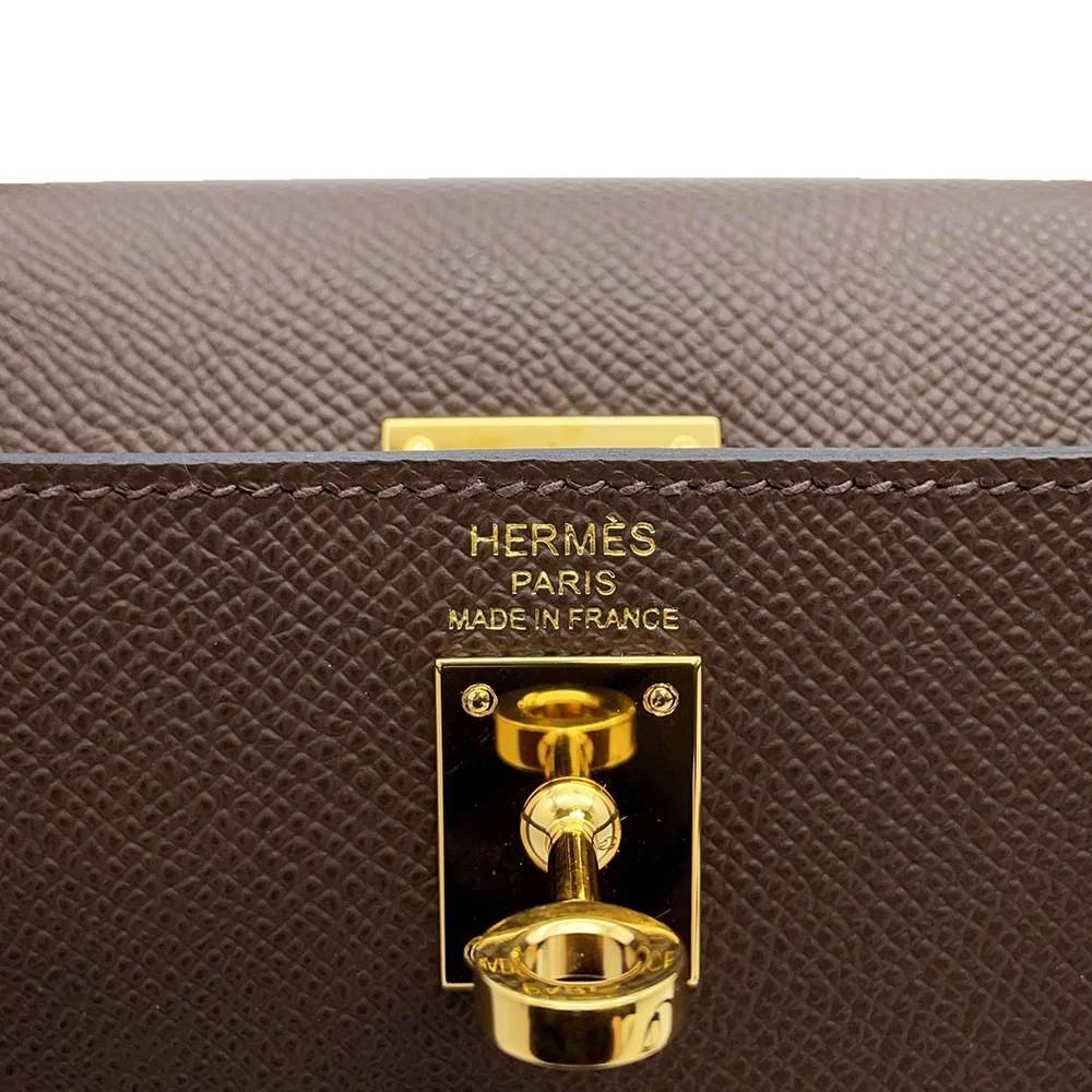 Hermes 2023 (Stamp B) Tricolor Ebene/Etoupe/ Black Kelly in Epsom Leather with Gold Hardware