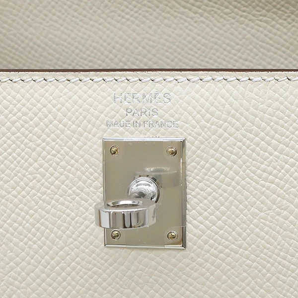 Hermes 2022 (Stamp U) Size 25 Epsom leather Kelly Nata x Sesame in Color with Palladium Hardware