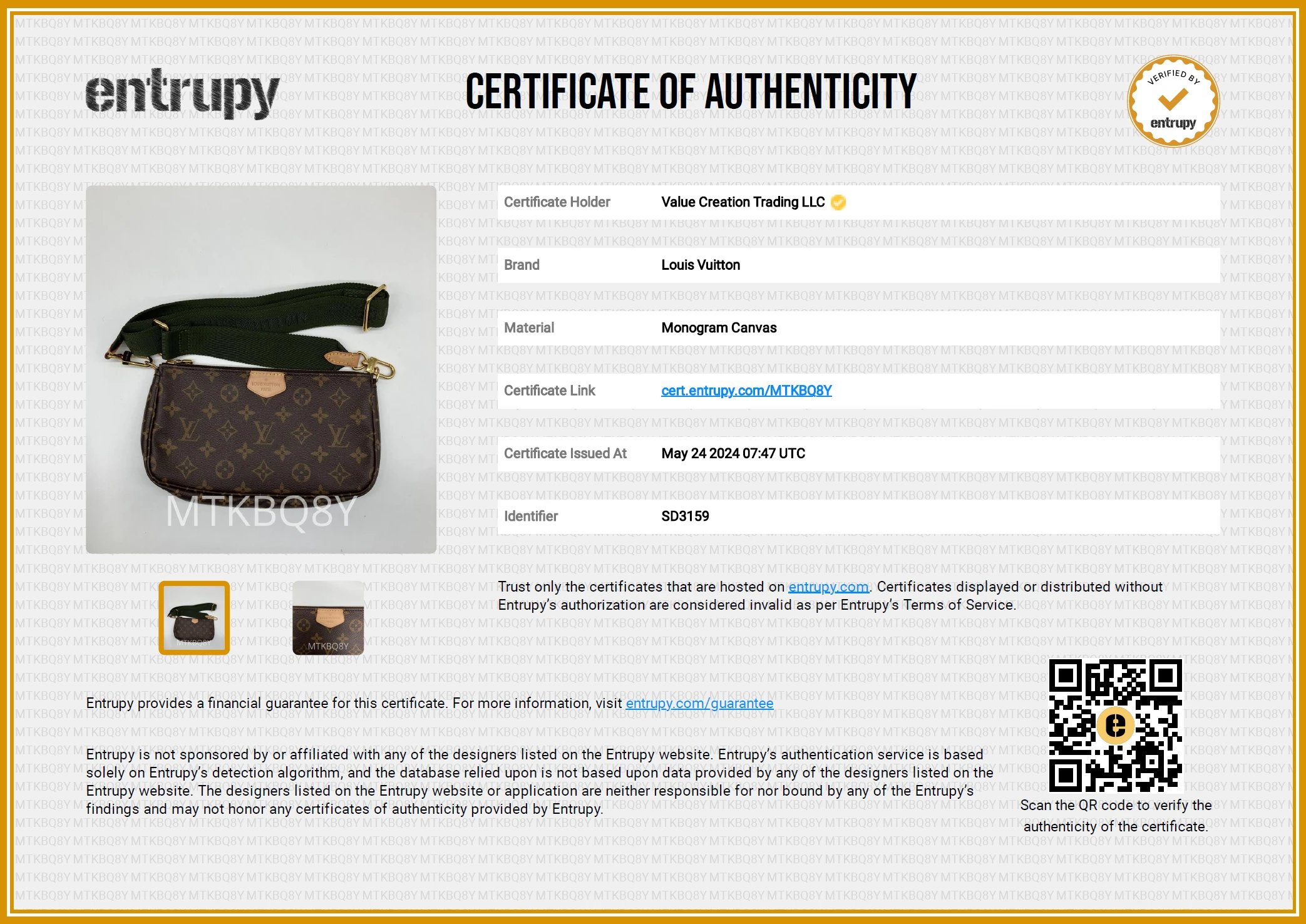 Louis Vuitton Monogram Canvas Multi-Pochette Accessories Bag with Kaki Strap