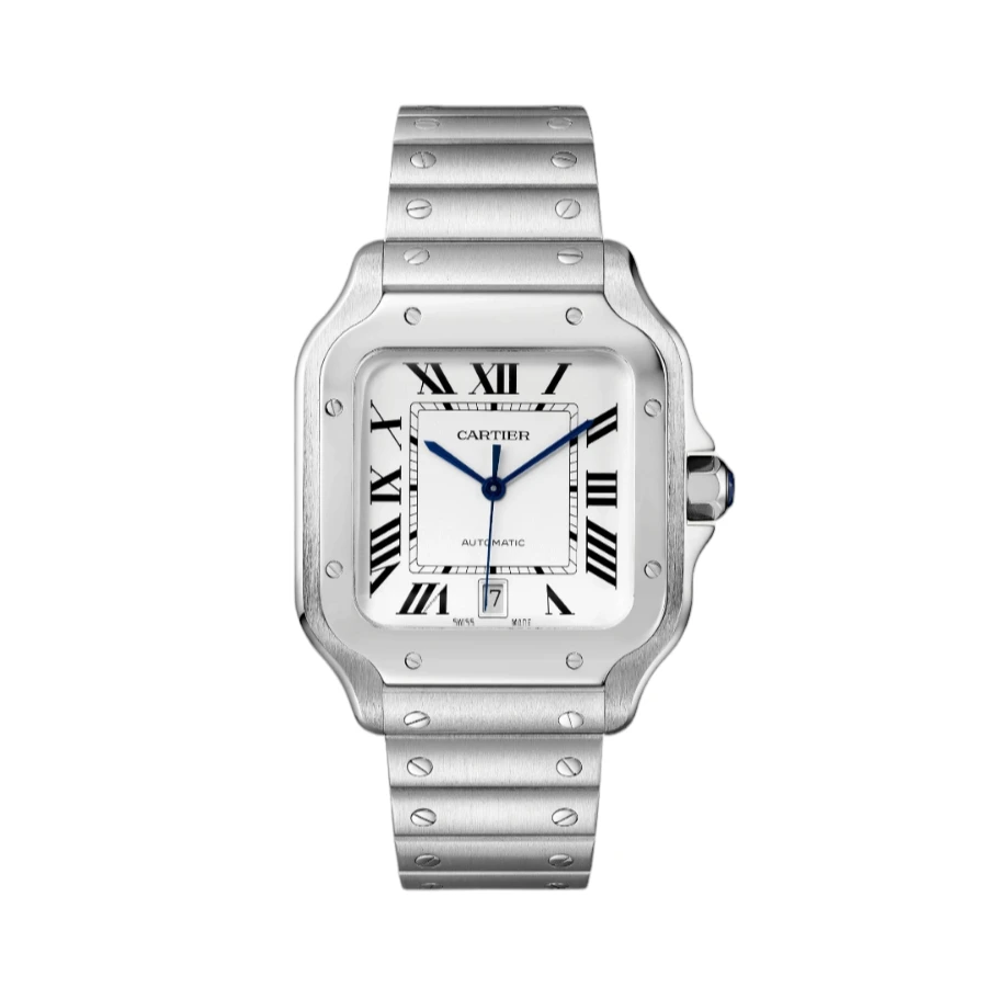 Cartier 2024 Santos WSSA0018 Large White Dial Stainless Steel Automatic Mens Watch 39.8 mm