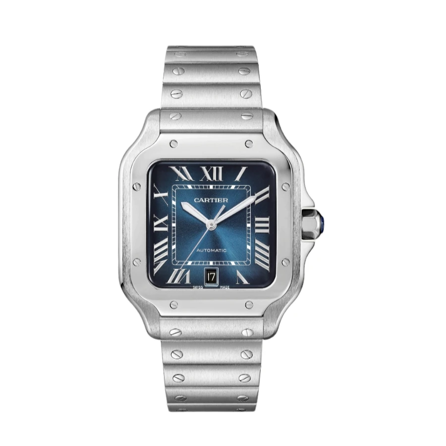 Cartier 2024 Santos WSSA0030 Large Blue Dial Stainless Steel Automatic Mens Watch 39.8 mm