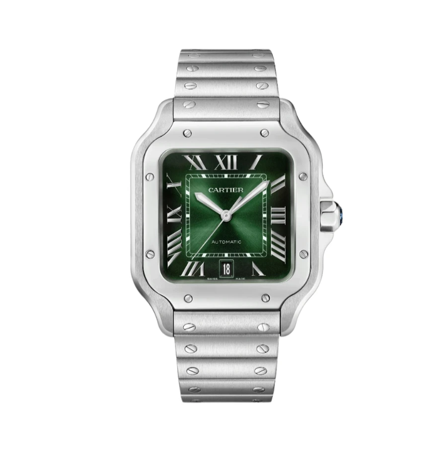 Cartier 2024 Santos WSSA0062 Large Green Dial Stainless Steel Automatic Mens Watch 39.8 mm