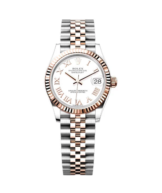 Rolex 2023 White Roman Datejust 278273 18k Everose Gold/Stainless Steel Automatic Womens Watch 31mm