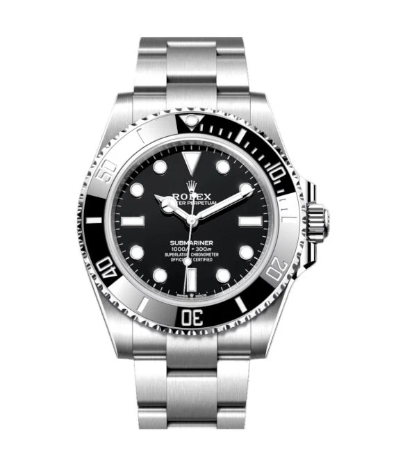 Rolex 2024 Black Submariner 124060 No Date Stainless Steel Automatic Mens Watch 41mm