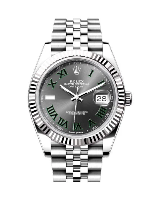 Rolex 2023 Slate Datejust 126334 Wimbledon 18k White Gold  Stainless Steel Jubilee Bracelet Mens Wristwatch 41 mm