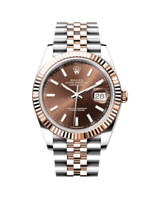 Rolex 2024 Chocolate Datejust 126333 18k Everose Gold  Stainless Steel Jubilee Bracelet Mens Wristwatch 41 mm