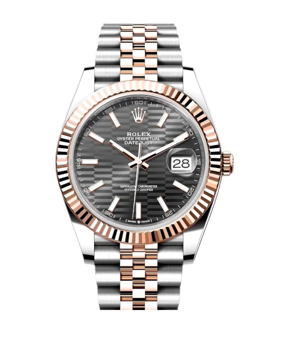 Rolex 2024 Grey Motif Datejust 126331 18k Everose Gold  Stainless Steel Jubilee Bracelet Mens Wristwatch 41 mm