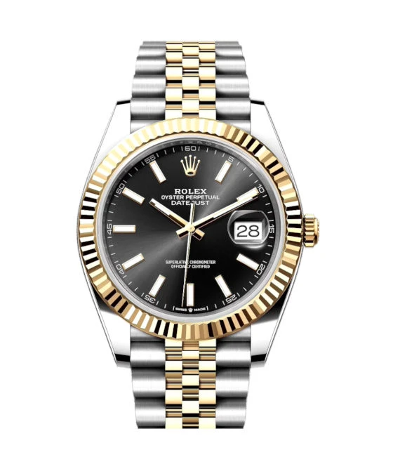 Rolex 2024 Black Datejust 126333 18k Yellow Gold  Stainless Steel Jubilee Bracelet Mens Wristwatch 41 mm