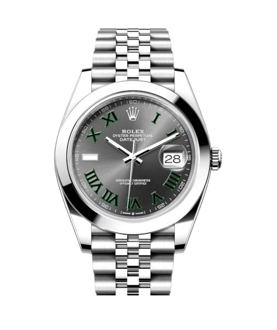 Rolex 2024 Slate Datejust 126300 Wimbledon Stainless Steel Jubilee Bracelet Mens Wristwatch 41 mm