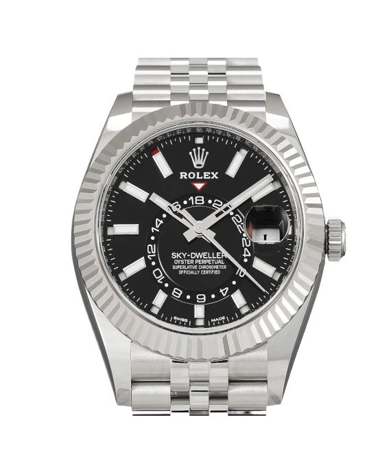 Rolex 2024 Black Sky-Dweller 336934 18k White Gold  Stainless Steel Jubilee Bracelet Mens Wristwatch 42 mm