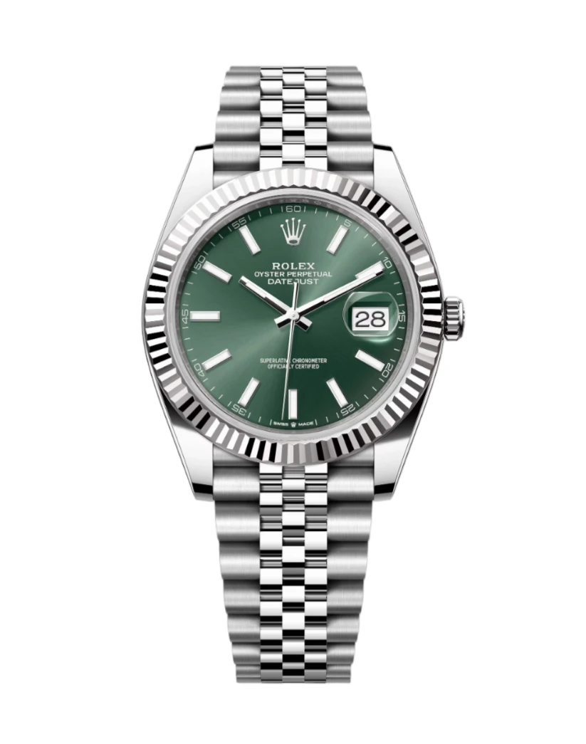 Rolex 2024 Mint Green Datejust 126334 18k White Gold  Stainless Steel Jubilee Bracelet Mens Wristwatch 41 mm