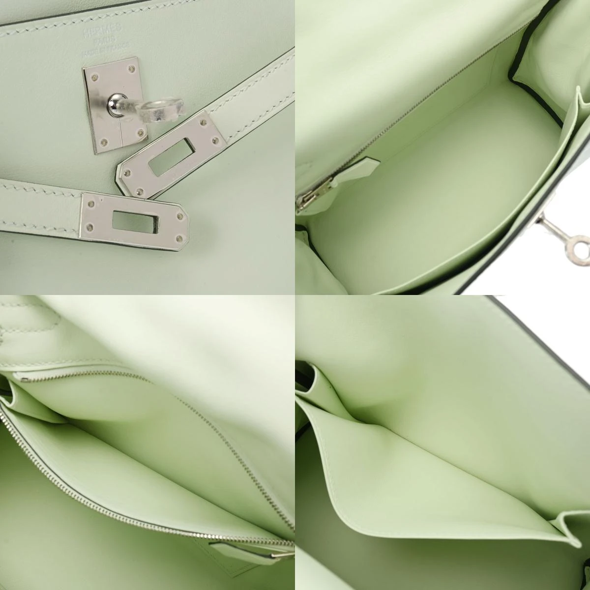 Hermes 2022 (Stamp U) Size 25 Swift leather Kelly Veil Fizz in Color with Palladium Hardware