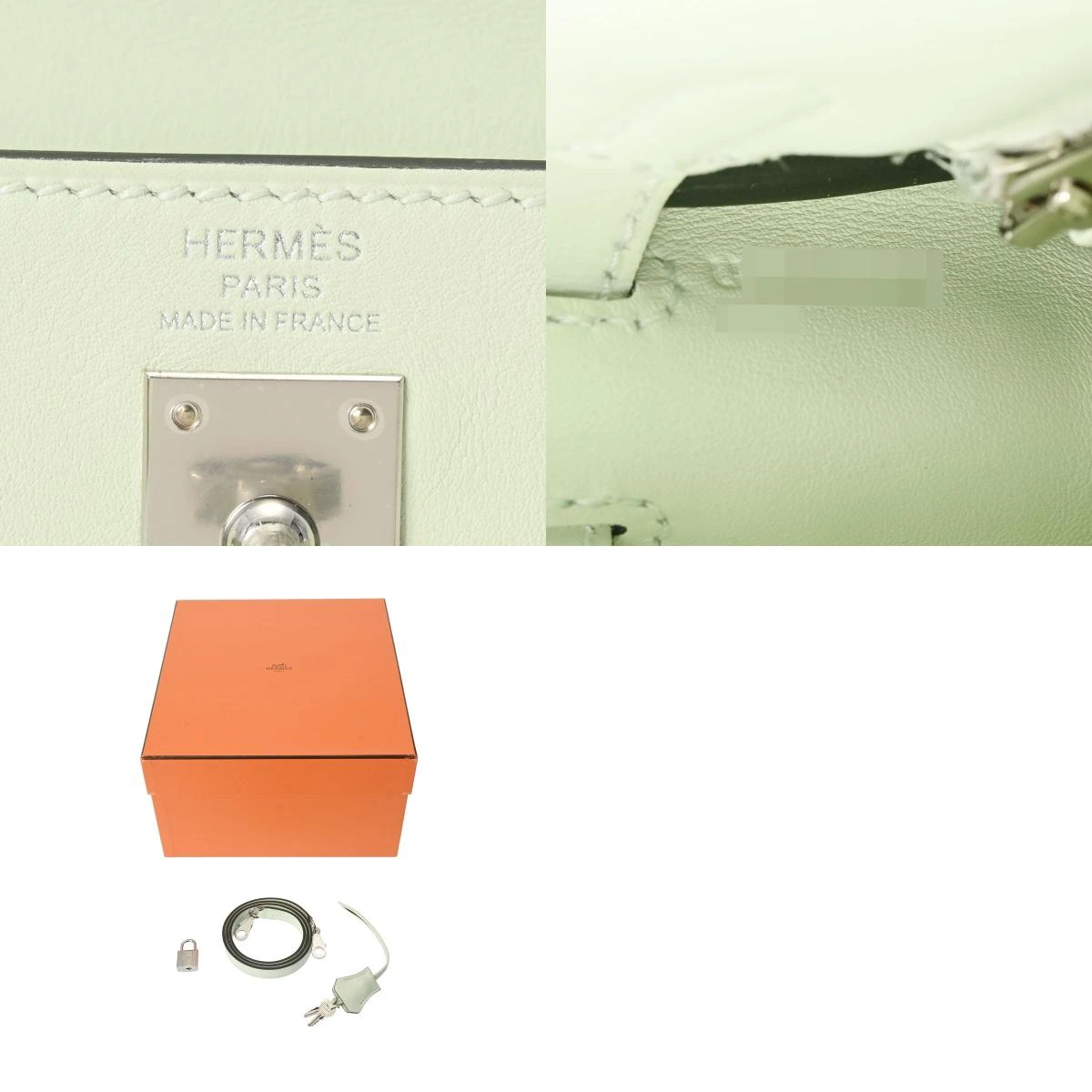 Hermes 2022 (Stamp U) Size 25 Swift leather Kelly Veil Fizz in Color with Palladium Hardware