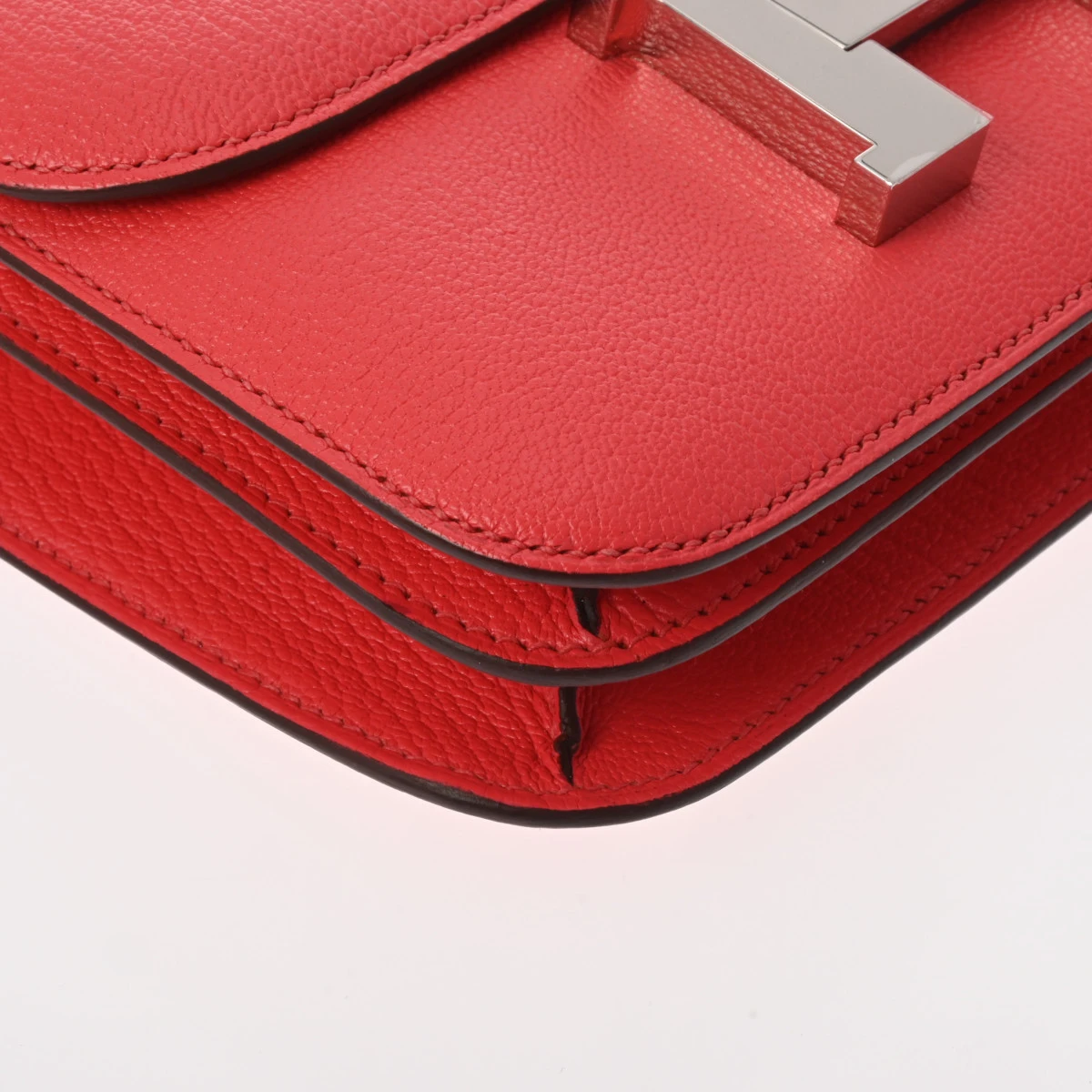 Hermes 2021 (Stamp Z) Size 18 Chevre leather Constance 3 Mini Rose Texas in Color with Palladium Hardware