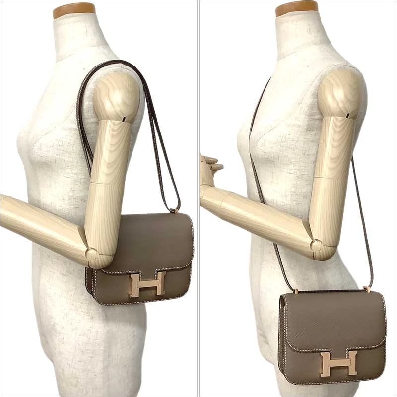 Hermes (Stamp B) Epsom Leather Constance Mini Etoupe in Color with Rose Gold Hardware