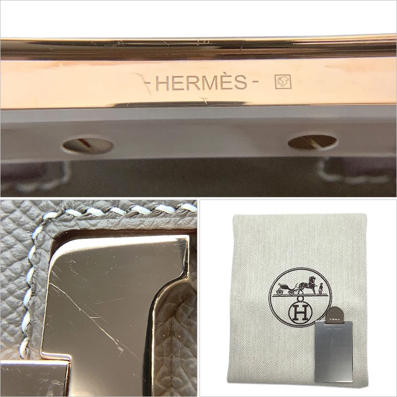 Hermes (Stamp B) Epsom Leather Constance Mini Etoupe in Color with Rose Gold Hardware