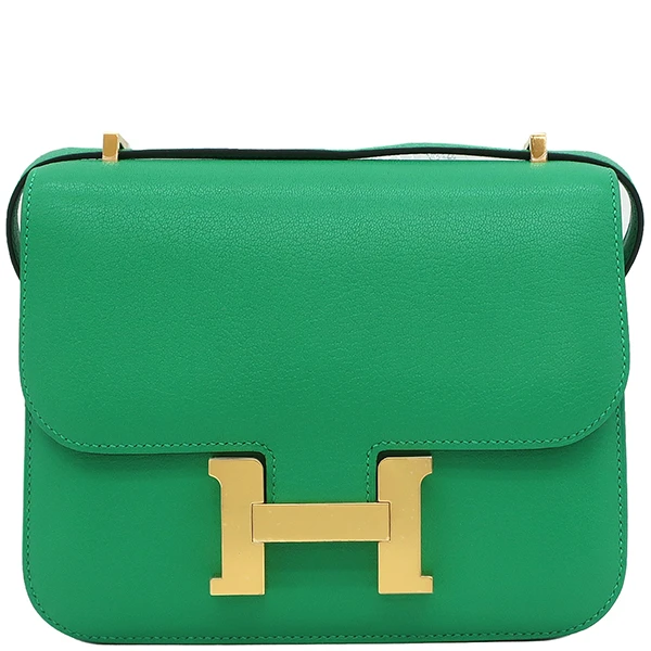 Hermes 2023 (Stamp B) Size 18 Evercolor Leather Constance 3 Mini Mint Green in Color with Gold Hardware