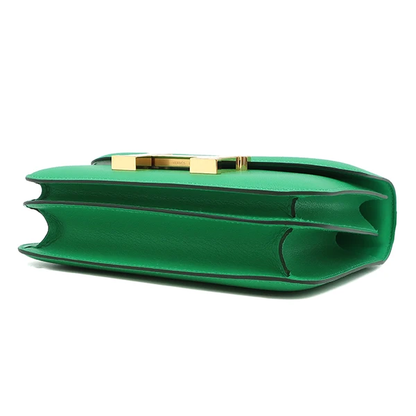 Hermes 2023 (Stamp B) Size 18 Evercolor Leather Constance 3 Mini Mint Green in Color with Gold Hardware