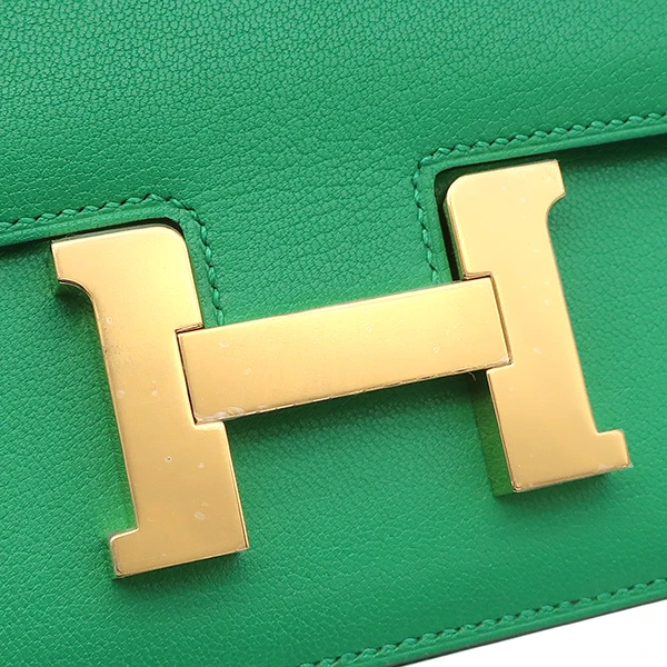 Hermes 2023 (Stamp B) Size 18 Evercolor Leather Constance 3 Mini Mint Green in Color with Gold Hardware