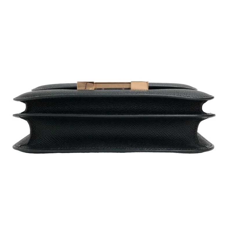 Hermes (Stamp B) Size 18 Epsom Leather Constance 3 Mini Black in Color with Rose Gold Hardware