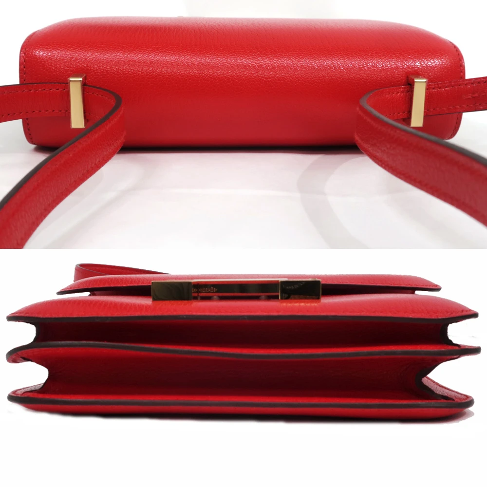 Hermes (Stamp B) Size 18 Chevre leather Constance 3 Mini Rouge Casaque in Color with Gold Hardware