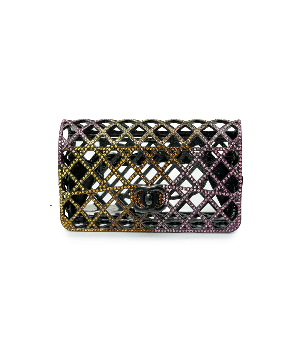 Chanel Mini Evening Belt Bag with Multicolored Strass and Black Metal