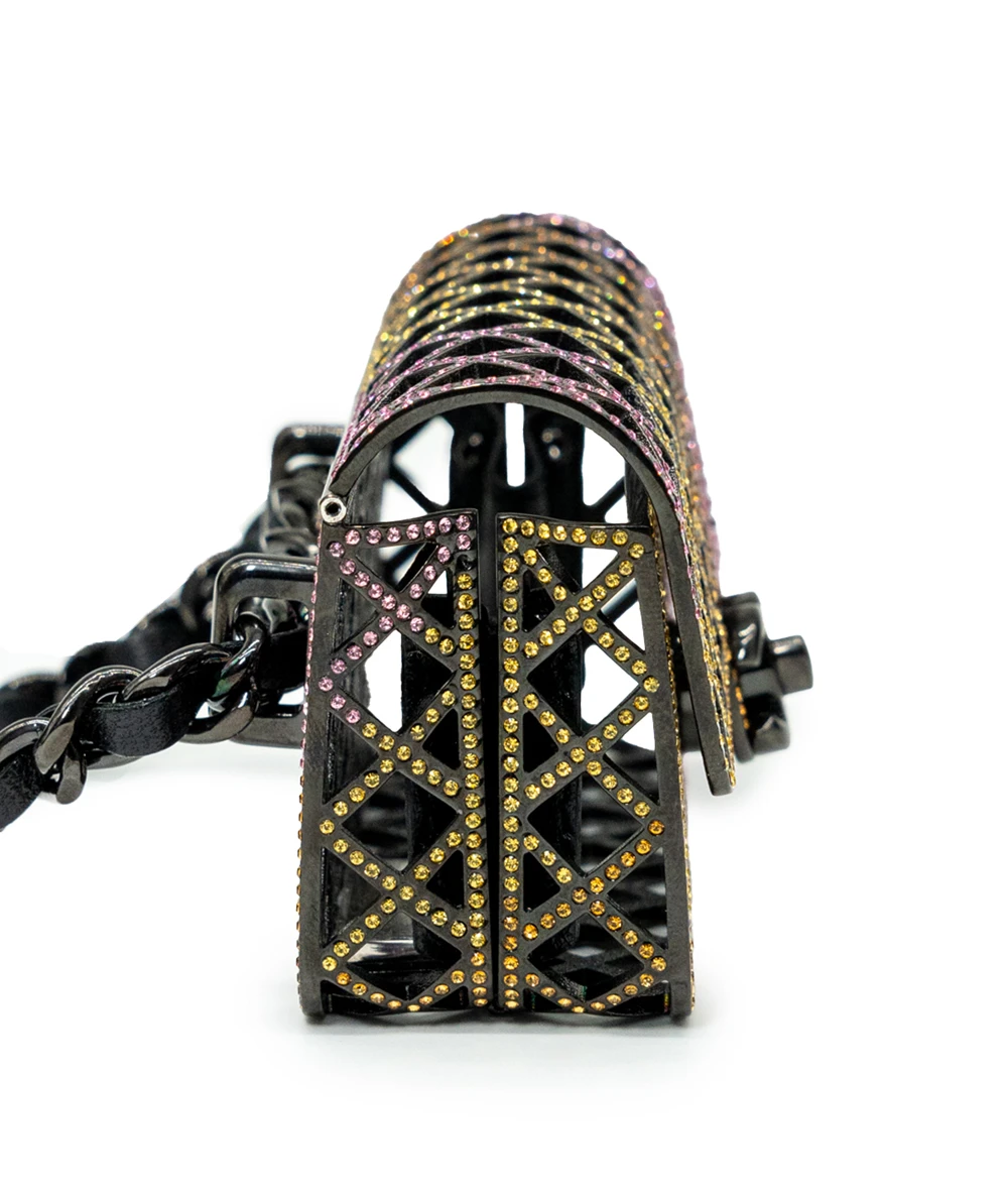 Chanel Mini Evening Belt Bag with Multicolored Strass and Black Metal