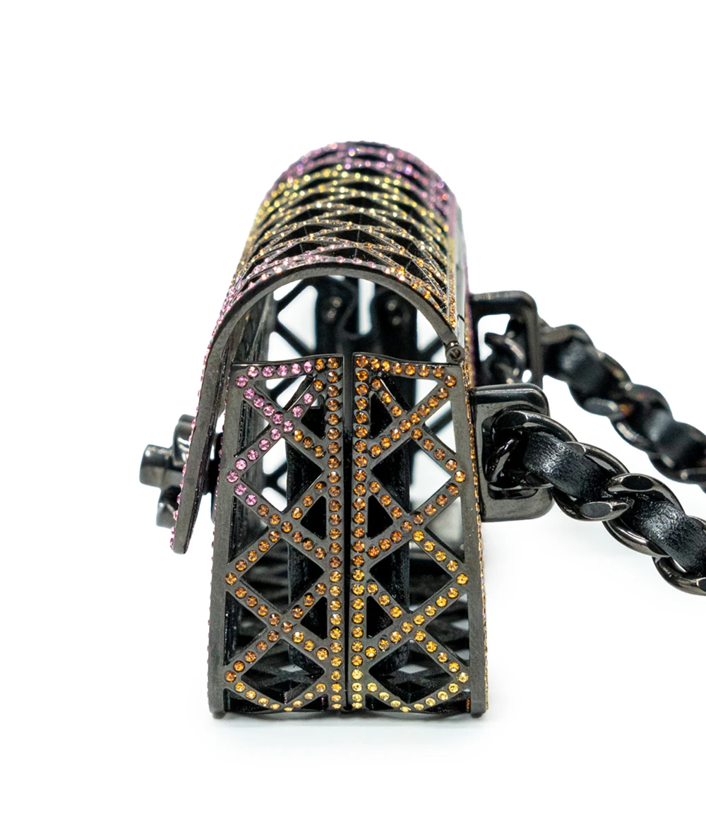 Chanel Mini Evening Belt Bag with Multicolored Strass and Black Metal