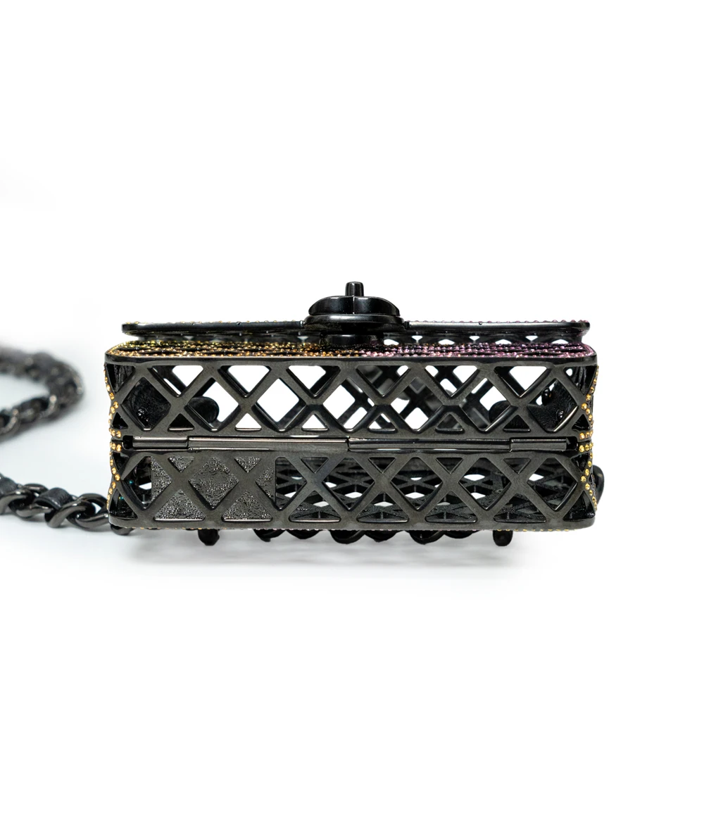 Chanel Mini Evening Belt Bag with Multicolored Strass and Black Metal