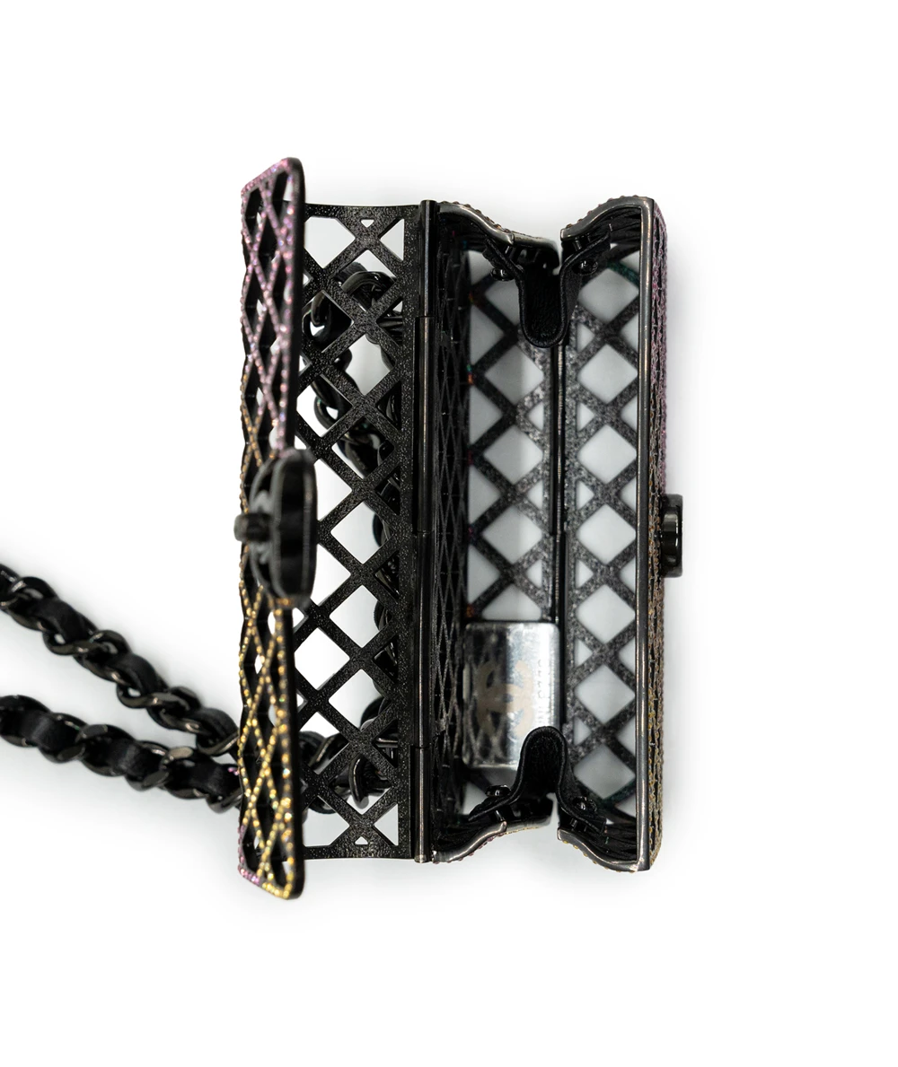 Chanel Mini Evening Belt Bag with Multicolored Strass and Black Metal